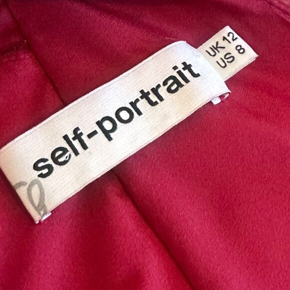 Self-Portrait One Shoulder Cranberry Red Eyelet Lace Dress A-Line Cutout Size 8 - Picture 15 of 15